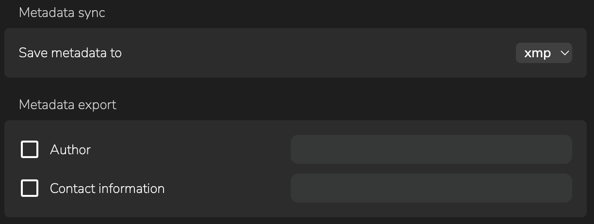 Metadata sync section