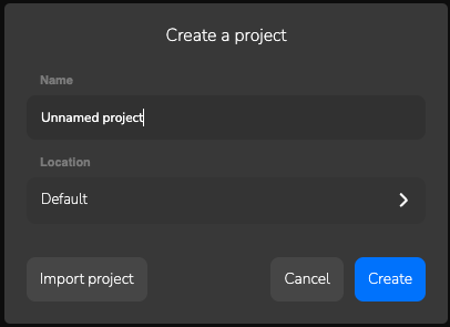 Create a project window