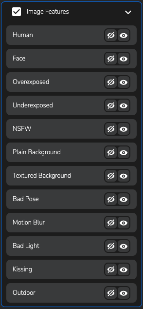 Filter by image features
