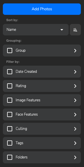 Photo selection panel